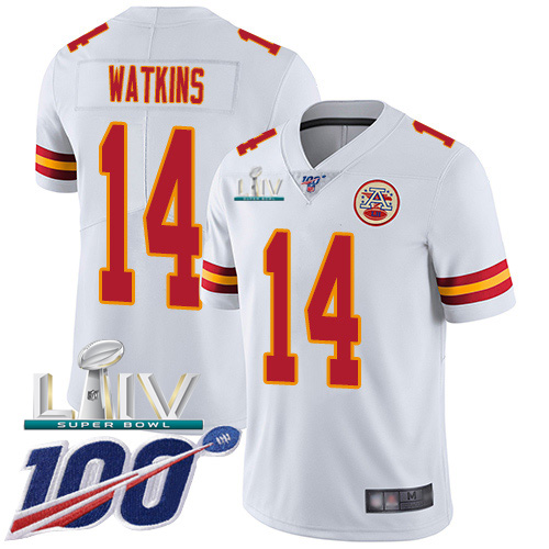 Kansas City Chiefs Nike #14 Sammy Watkins White Super Bowl LIV 2020 Youth Stitched NFL 100th Season Vapor Untouchable Limited Jersey